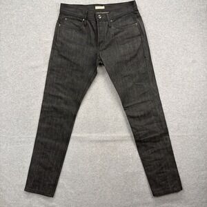 Unbranded Brand Jeans Mens 34x34 Black Denim Pants Taper Selvedge Button Fly Raw